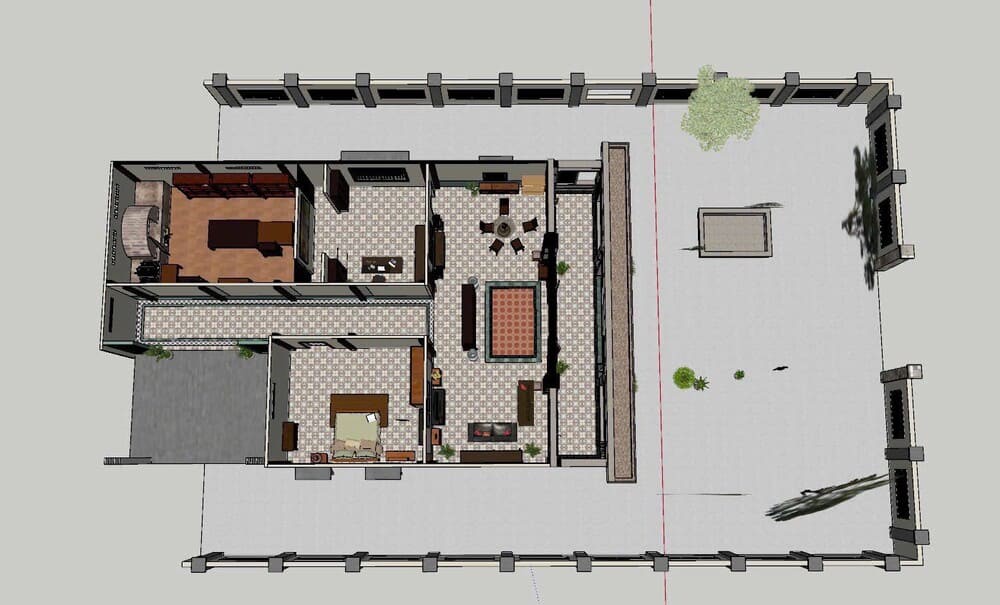 Bản vẽ thiết kế căn nhà 400m2 được dựng hoàn toàn trong phim trường