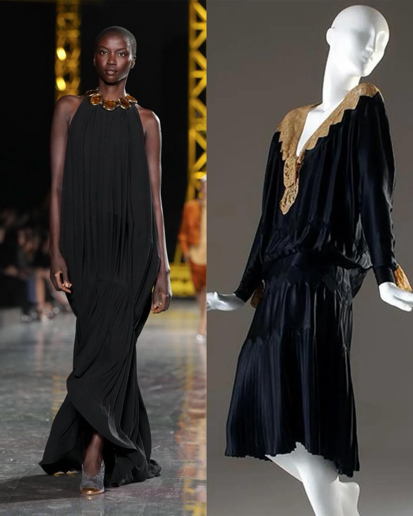 Hinh anh Phom hạ eo vì vậy xuất hiện lặp lại xuyên suốt bộ sưu tập, từ váy dài, chân váy xếp ly cho đến các bộ suit. 3